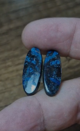 27.75ct 25.9x9.4mm Oval Pair Natural Azurite