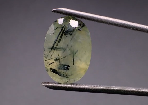 10.77ct 18.1x12.7mm Natural Black Rutilated Green Prehnite, Africa