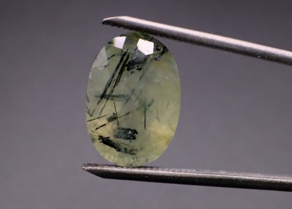 10.77ct 18.1x12.7mm Natural Black Rutilated Green Prehnite, Africa