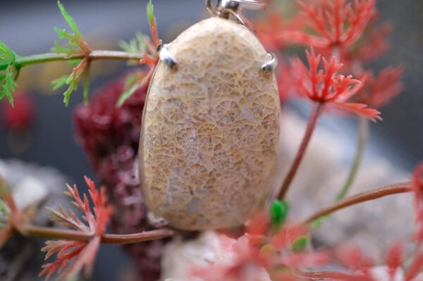 9.60 Gram 925 Ayar Gümüş Natural Fosil  Kolye Ucu