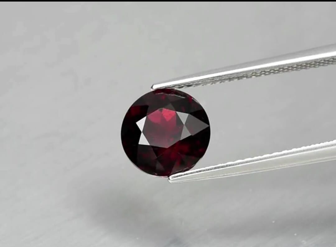 2.59ct 8.2mm Round Natural Deep Reddish Purple Rhodolite Garnet, Madagascar