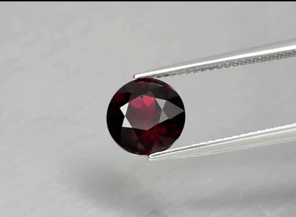 2.59ct 8.2mm Round Natural Deep Reddish Purple Rhodolite Garnet, Madagascar