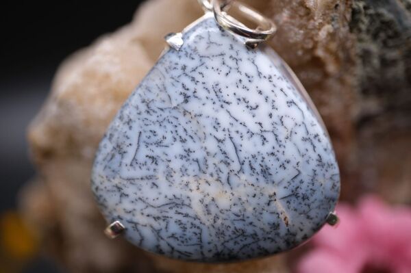 9.33 Gram 925 Ayar Gümüş Natural Dentritli Opal Kolye Ucu