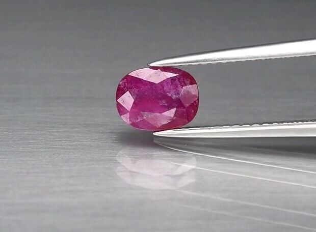 1.08ct 7.3x5.6mm Oval Hot Pink Sapphire, Madagascar (Heated Glass Filling)