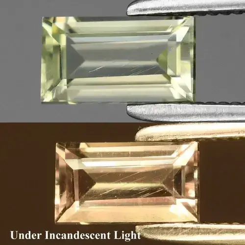 0.59ct 6.3x3.5mm VS Baguette Natural Color Change Diaspore - Turkey Gemstone