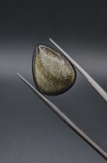 7.85ct 19.1x14.7mm  Natural Pear Altın Yansımalı Obsidyen