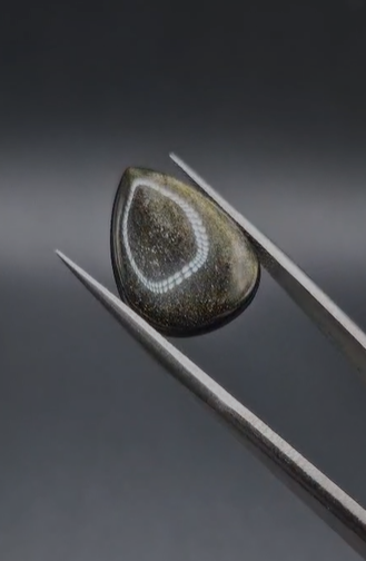 7.85ct 19.1x14.7mm  Natural Pear Altın Yansımalı Obsidyen