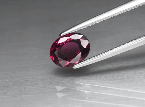 1.79ct 8.2x6.3mm Oval Natural Pinkish Purple Rhodolite Garnet, Madagascar