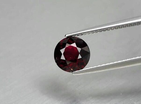 2.07ct 7.5mm Round Natural Deep Reddish Purple Rhodolite Garnet, Madagascar