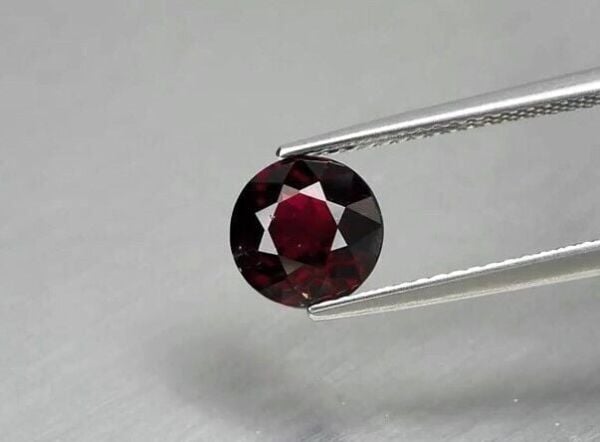 2.07ct 7.5mm Round Natural Deep Reddish Purple Rhodolite Garnet, Madagascar