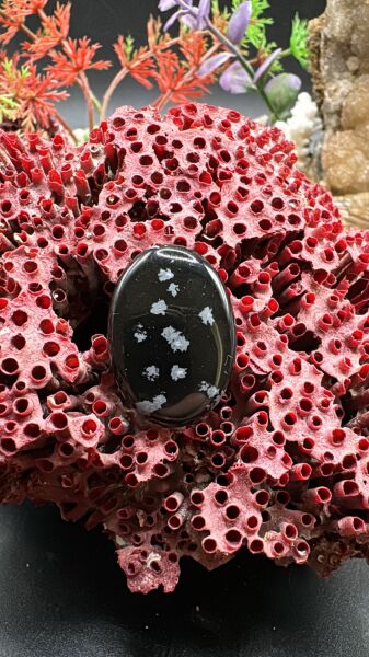 17.05 ct 24.7x17.4 mm Natural Snowflake Obsidiyen