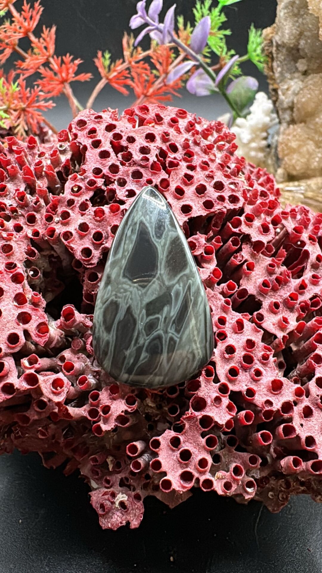 23.95 ct 31.3x18.5 mm Natural Spider Obsidiyen