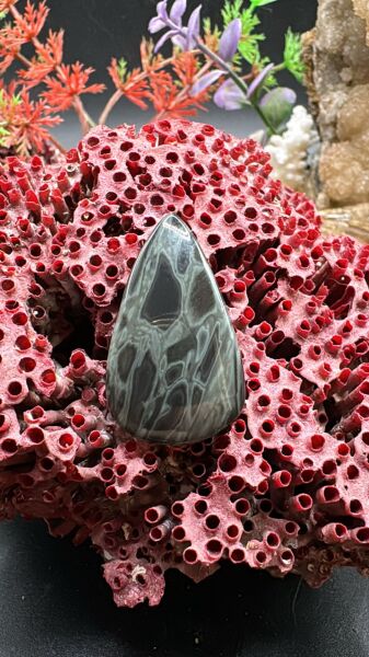 23.95 ct 31.3x18.5 mm Natural Spider Obsidiyen