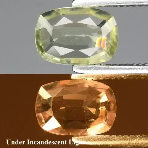 0.64ct 6.7x4.7mm VS Cushion Natural Color Change Diaspore - Turkey Gemstone