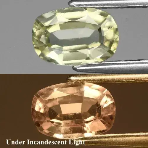 0.64ct 6.5x4.3mm VS Cushion Natural Color Change Diaspore - Turkey Gemstone