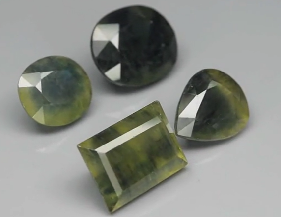 4pcs Lot 12.82ct t.w ComboMix-Shape Green Sapphire, Thailand