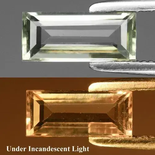 0.75ct 8.3x3.5mm VS Baguette Natural Color Change Diaspore - Turkey Gemstone