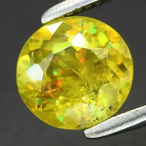 0.81ct 5.8mm Round Natural Yellowish Green Sphene Gemstone, Adamantine Luster