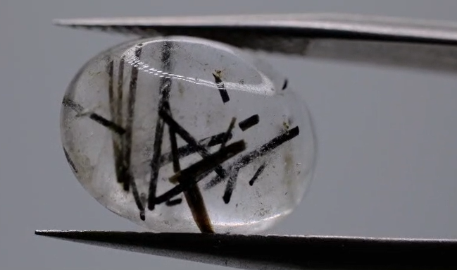 6.74ct 14.9x11mm Oval Natural Black Rutilated Quartz