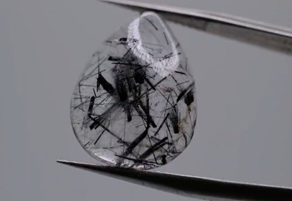 11.41ct 19.9x14.8mm Pear Natural Black Rutilated Quartz