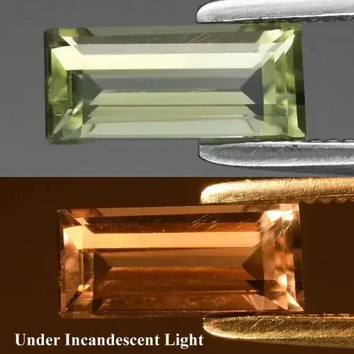 0.84ct 7.7x3.5mm VS Baguette Natural Color Change Diaspore - Turkey Gemstone