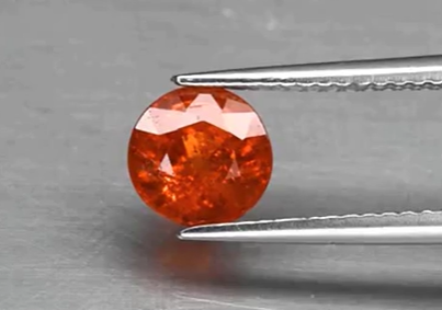 1.76ct 6.5mm Round Natural Orange Spessartite Garnet, Namibia