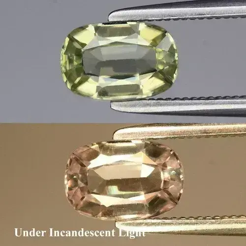 0.96ct 7x4.5mm VS Cushion Natural Color Change Diaspore - Turkey Gemstone