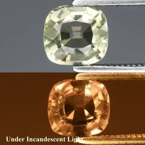 0.96ct 5.8x5.3mm VS Cushion Natural Color Change Diaspore - Turkey Gemstone