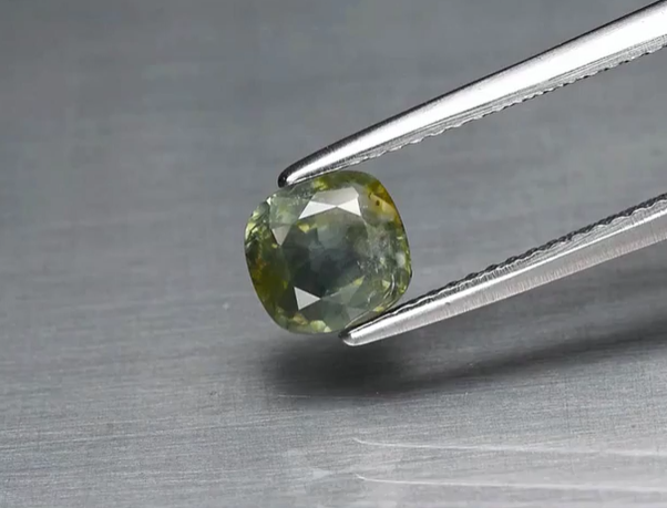 1.66ct 6.2x6mm Cushion Green Sapphire Unheated Tanzania