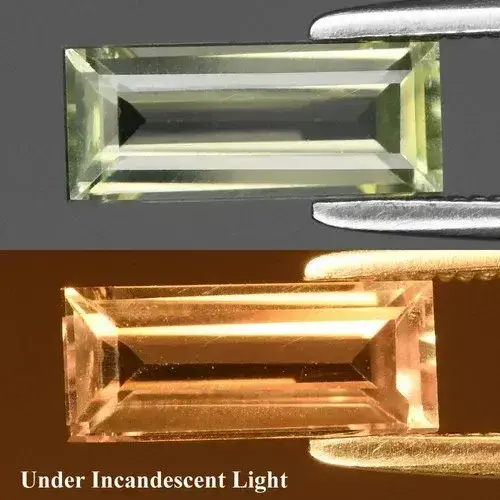 1.03ct 9x3.7mm VS Baguette Natural Color Change Diaspore - Turkey Gemstone
