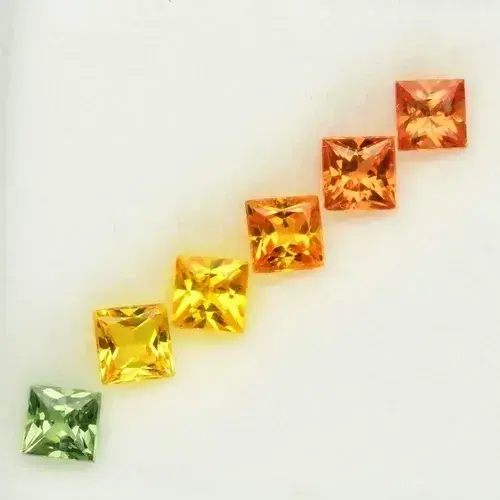 1.20ct 6pcs Lot VS-IF Square Princess Multi Color Sapphire - Songea Gemstone