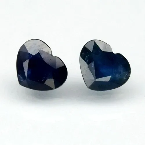 1.46ct Pair 2pcs Heart Medium Blue Sapphire - Heated, Ethiopia Gemstone