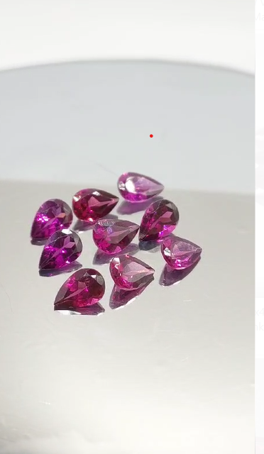 4.15ct  9Pcs Lot  6x4 mm. Pear Natural   Cherry Pink Rhodolite Garnet