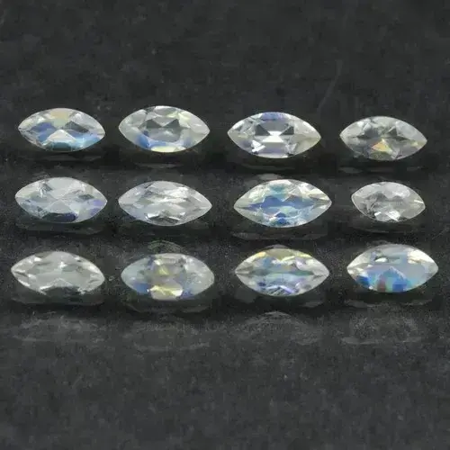 1.55ct 12pcs Lot Marquise Natural Rainbow White With Luster Moonstone - Gems