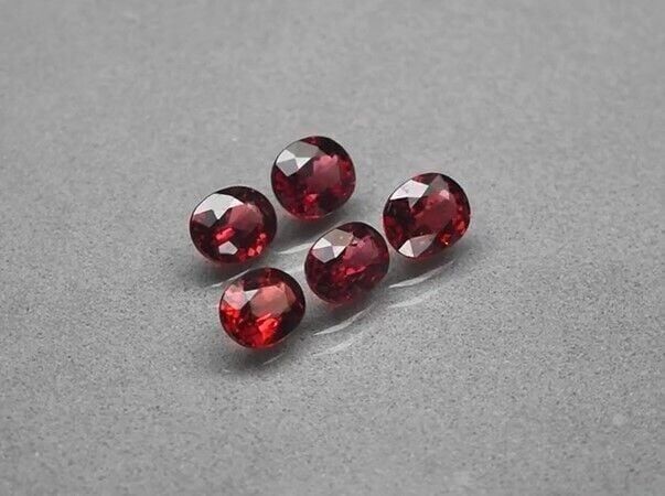 5pcs Lot 5.04ct t.w Oval Natural Purplish Pink Rhodolite Garnet, Madagascar