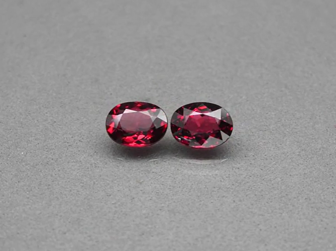 Pair 2pcs/3.09ct t.w VS Oval Natural Purplish Pink Rhodolite Garnet, Madagascar