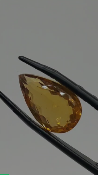 8.45ct 17.4x10.7mm Pear Natural Yellow Citrine Brazil
