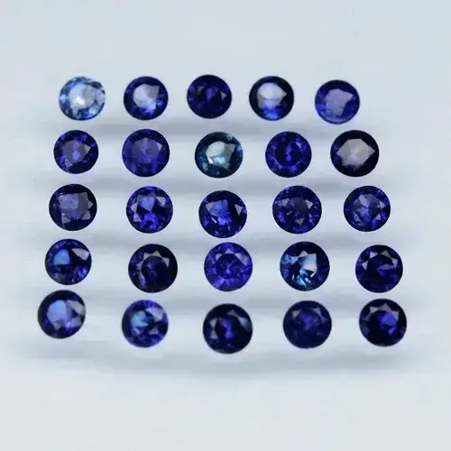 1.89ct 25pcs Lot Round Brilliant Blue Sapphire - Ceylon Gems