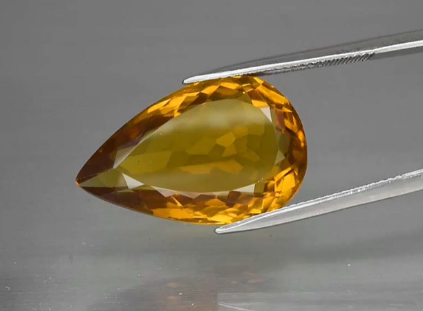16.48ct 22.7x14.4mm VVS Pear Natural Yellow Citrine, Brazil