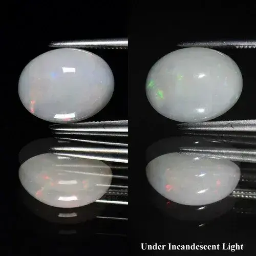 2.10ct 11.5x9mm Oval Cabochon Natural White Opal - Color Flash, Ethiopia Gem