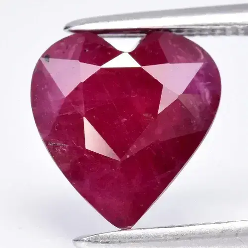 2.14ct 8.2x7.8mm Heart Purplish Red Ruby - Heated, Africa Gemstone