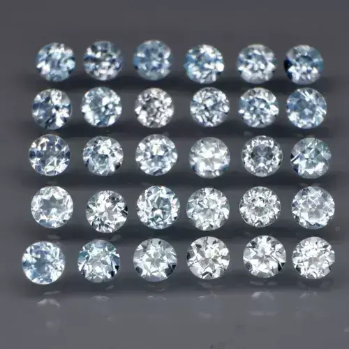 4.26ct 3mm 30pcs Lot Round Natural Sky Blue Topaz