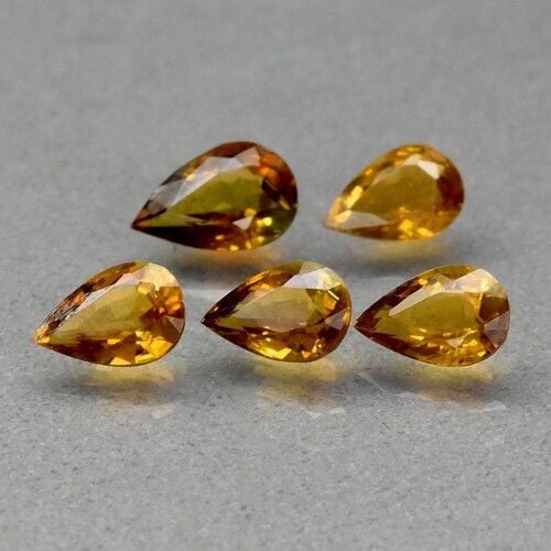 2.09ct t.w 5pcs Lot  Pear Natural Unheated Yellow Tourmaline, Africa