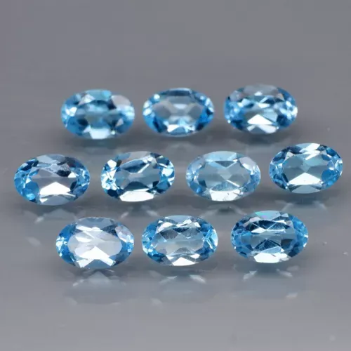 5.65ct 6x4mm 10pcs Lot Oval Natural Sky Blue Topaz