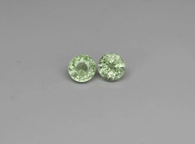1.06ct t.w Pair 2pcs- Round Natural Green Tsavorite Garnet Gemstone, Tanzania