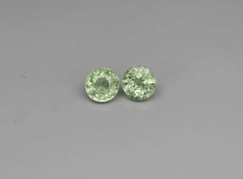 1.06ct t.w Pair 2pcs- Round Natural Green Tsavorite Garnet Gemstone, Tanzania
