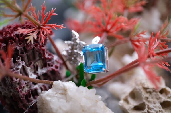 5.25ct Swiss Blue Topaz Taşlı Gümüş Yüzük